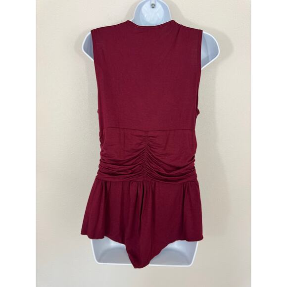 Lure Vintage Burgundy Ruched Peplum Top | Made in USA | Size Large - Picture 6 of 7